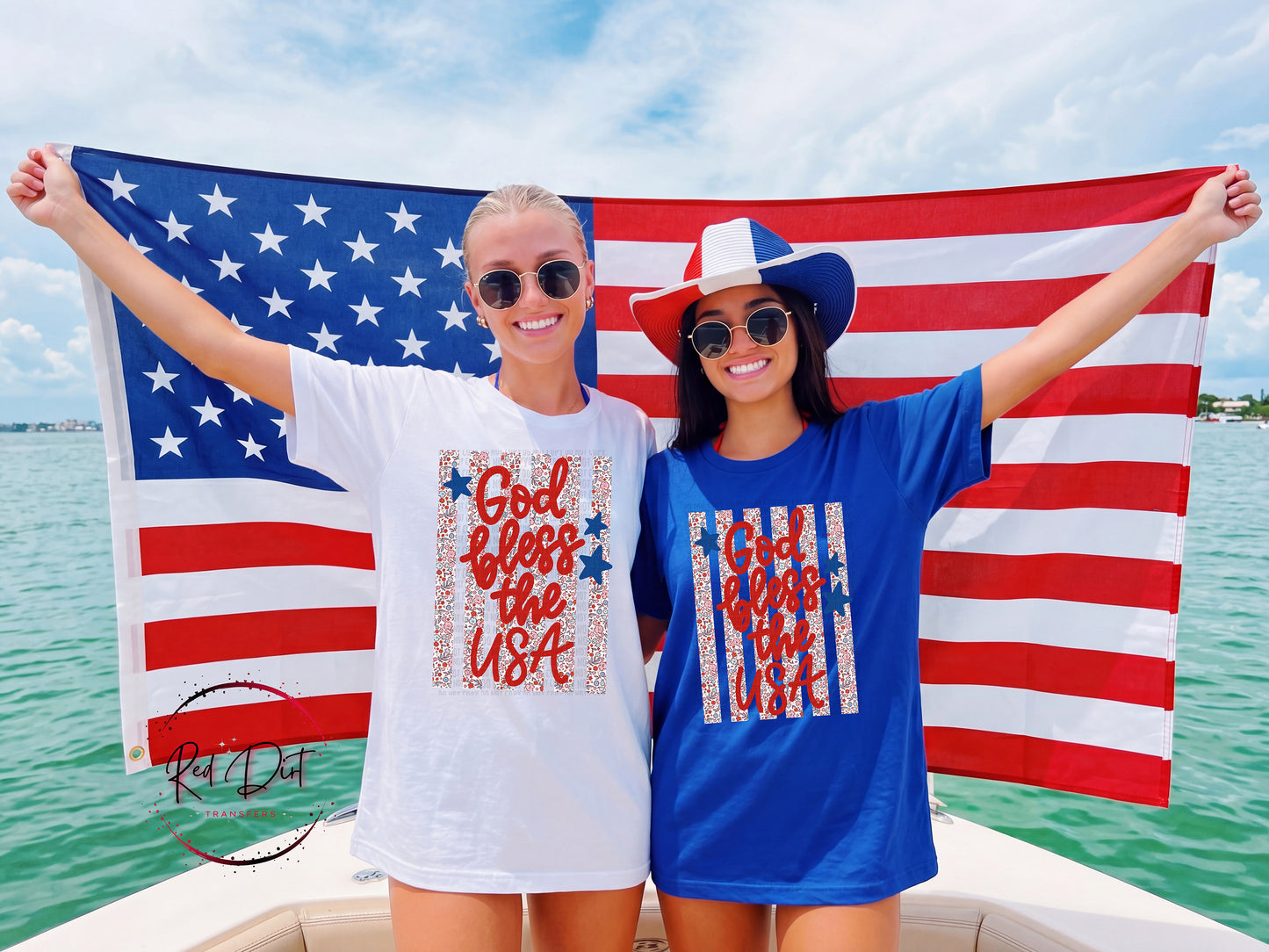 God Bless the USA DTF Transfer Patriotic Shirt Transfer Fourth of July Christian USA Design Red White Blue Independence Day