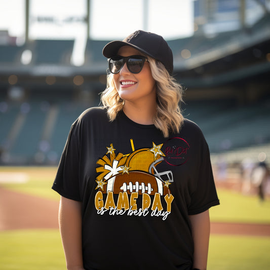 Game Day Is The Best Day (Gold) DTF Transfer | Trendy Sports DTF Transfer | High Quality Image Transfers | Ready to Press | Instant Peel