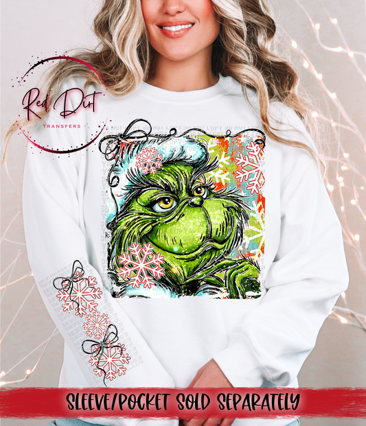 Green Man DTF Transfer | Trendy Christmas DTF Transfer | High Quality Image Transfers | Ready to Press | Instant Peel