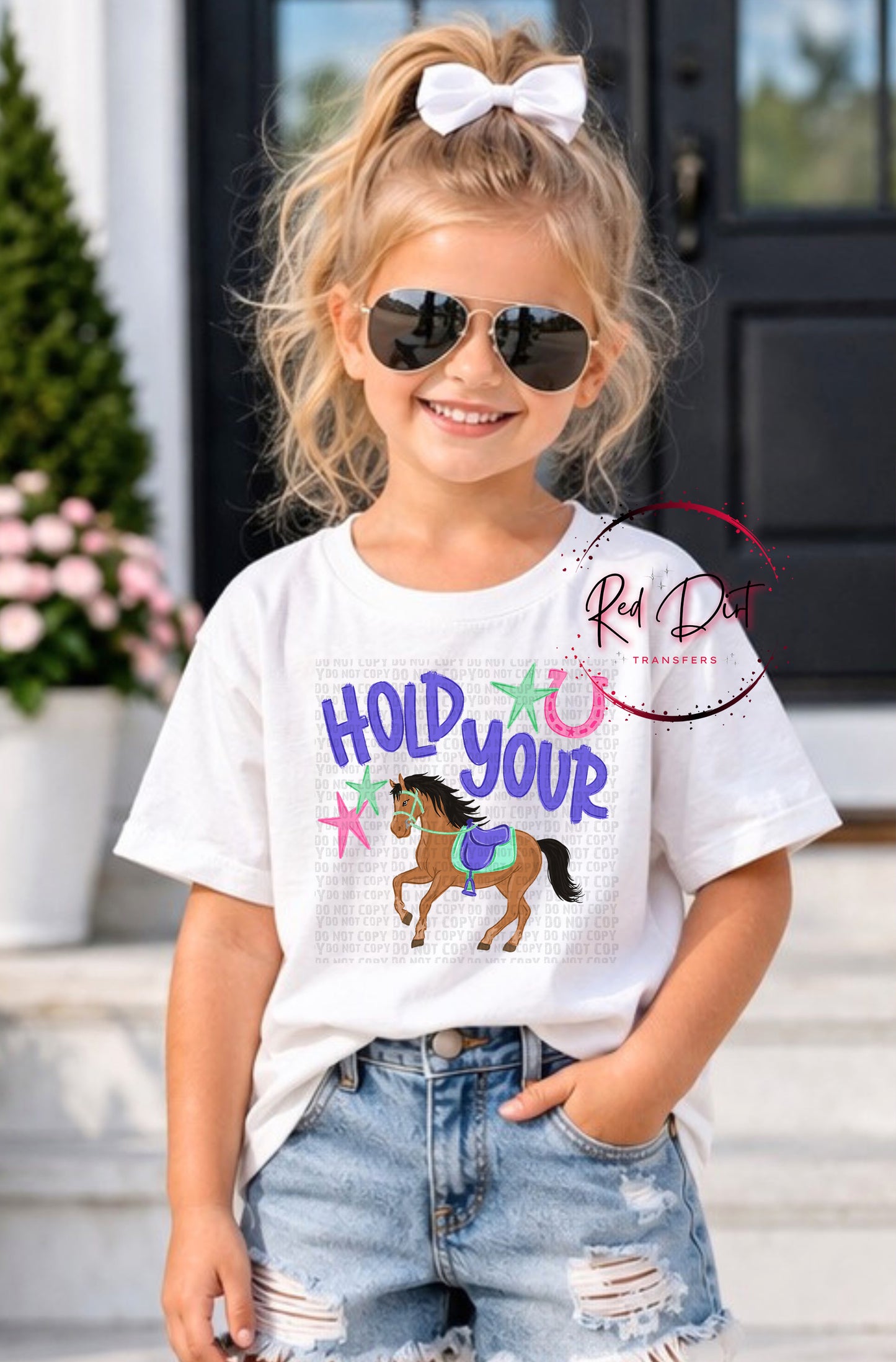 Hold Your Horses DTF Transfer, Western Horse Shirt Design, Cowboy Cowgirl Kids Shirt Print, Rodeo Graphic Tee Transfer
