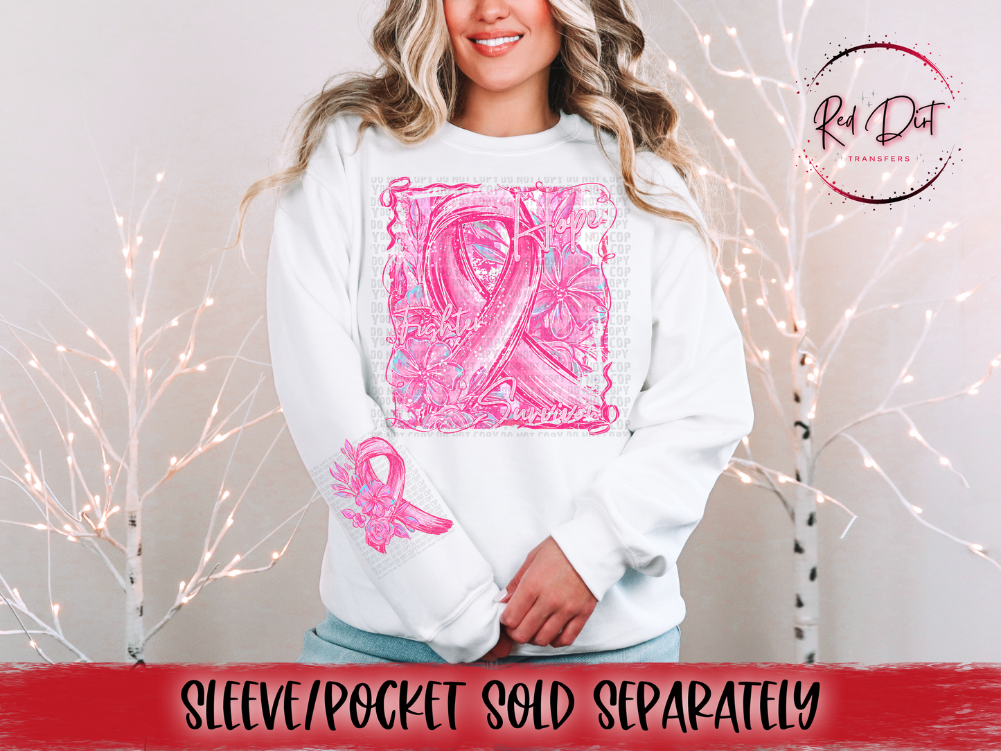 Hope Fight Survivor DTF Transfer | Trendy Breast Cancer Awareness DTF Transfer | High Quality Image Transfers | Ready to Press | Instant Peel