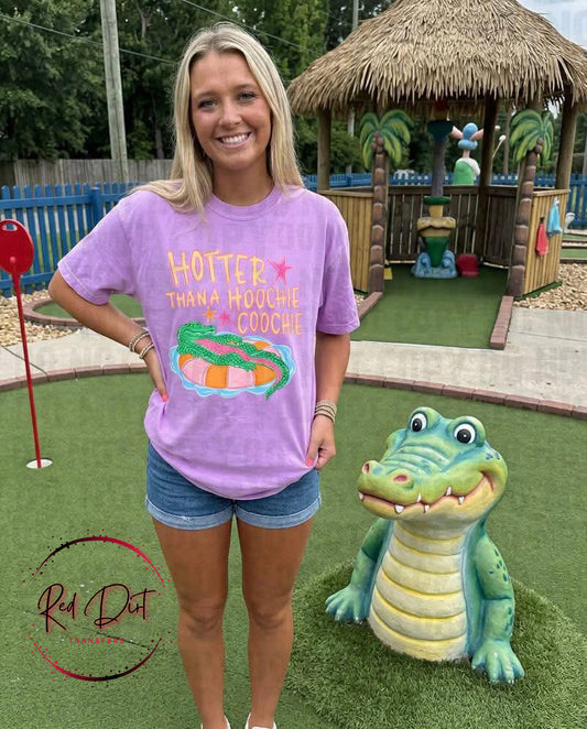 Hotter Than a Hoochie Coochie DTF Transfer, Funny Southern Shirt Design, Alligator Graphic, Country Graphic Tee