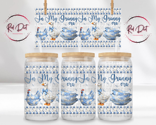 In My Granny Era Libbey Wrap, Blue Goose Glass Can Wrap, Cottagecore Cup Wrap Transfer, Vintage Kitchen UV DTF Wrap, Red Dirt Transfers