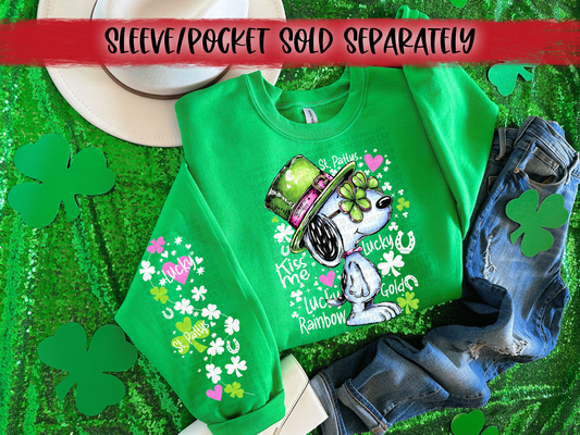 Kiss Me Dog (White) DTF Transfer | Trendy St. Patrick's Day DTF Transfer | High Quality Image Transfers | Ready to Press | Instant Peel