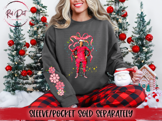 Kris Kringle with Bow DTF Transfer | Trendy Christmas DTF Transfer | High Quality Image Transfers | Ready to Press | Instant Peel