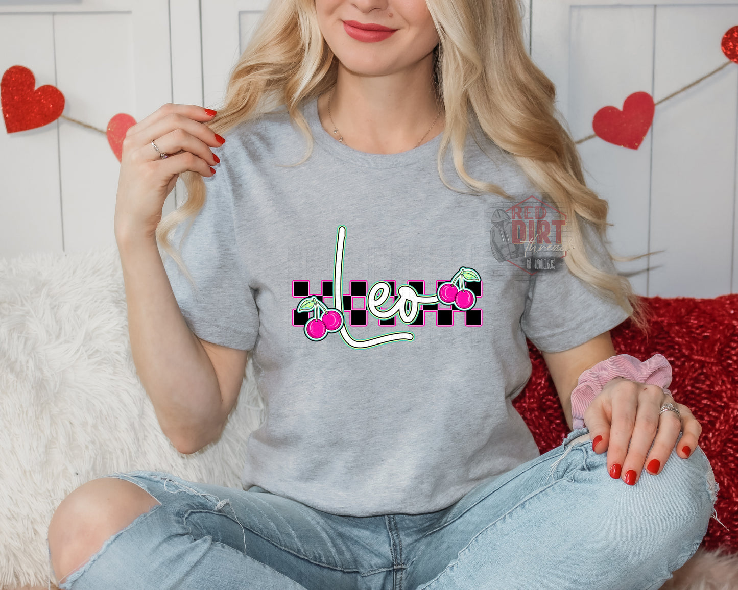 Leo Pink Cherries DTF Transfer | Trendy Valentine Zodiac DTF Transfer | Ready to Press | High Quality DTF Transfers | Fast Shipping