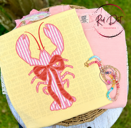 Preppy Lobster DTF Transfer | Coastal Summer Heat Transfer | Pink Coquette Lobster Shirt Transfer | Ready to Press Boutique DTF