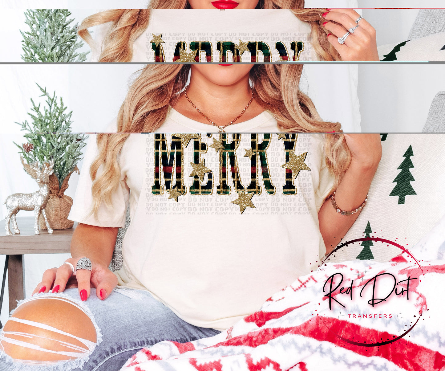 Merry DTF Transfer | Trendy Christmas DTF Transfer | High Quality Image Transfers | Ready to Press | Instant Peel