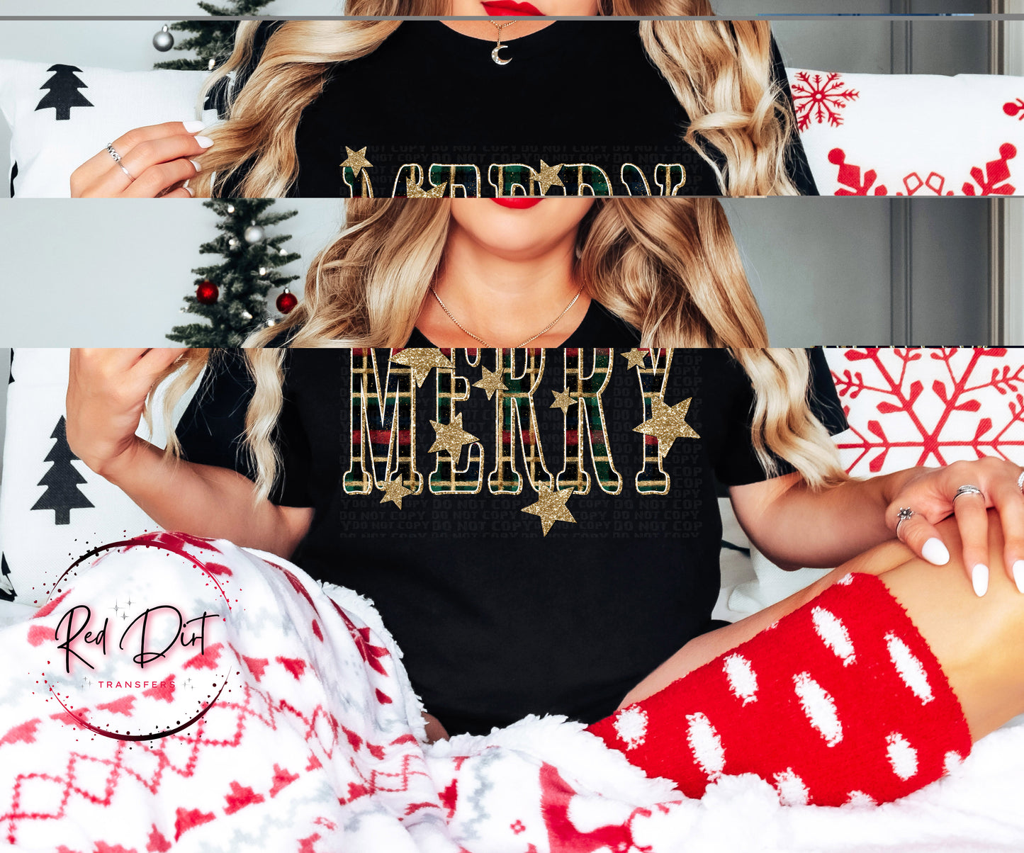 Merry DTF Transfer | Trendy Christmas DTF Transfer | High Quality Image Transfers | Ready to Press | Instant Peel