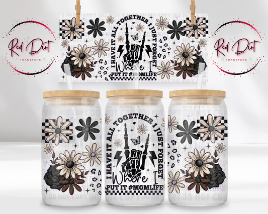 Mom Life UV DTF Libbey Transfer | Trendy Mom Libbey Wrap | Ready to Transfer | High Quality | Waterproof UV Transfer