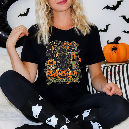 Black Cat Apothecary T-Shirt | Trendy Halloween Shirt | Fast Shipping | Super Soft Shirts for Men/Women/Kid's