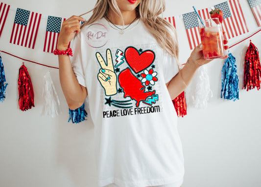Peace Love Freedom T-Shirt | Trendy Independence Day Shirt | Fast Shipping | Super Soft Shirts for Men/Women/Kid's