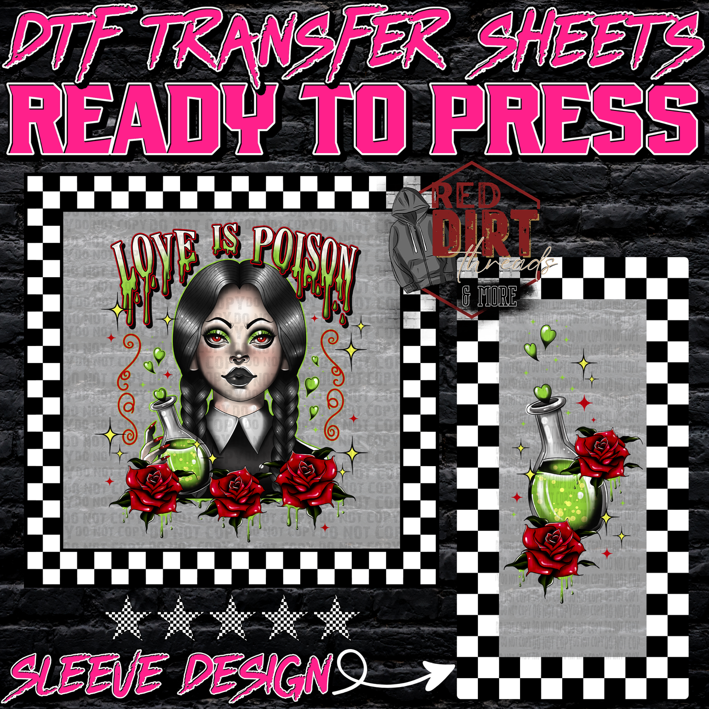 Love is Poison DTF Transfer | Trendy Valentine's Day DTF Transfer | Ready to Press | High Quality DTF Transfers | Fast Shipping