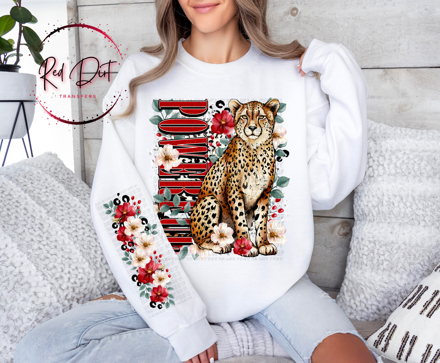 Powerful Cheetah DTF Transfer, Floral Leopard Transfer, Bold Animal Print Design, Trendy Graphic Tee Transfer, Ready to Press