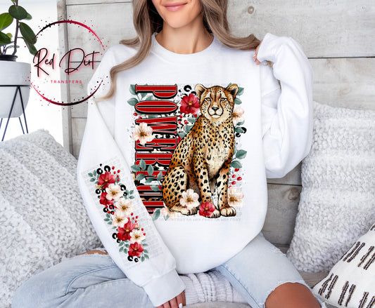 Powerful Cheetah DTF Transfer, Floral Leopard Transfer, Bold Animal Print Design, Trendy Graphic Tee Transfer, Ready to Press