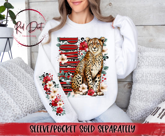 Powerful Cheetah DTF Transfer, Floral Leopard Transfer, Bold Animal Print Design, Trendy Graphic Tee Transfer, Ready to Press