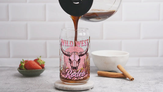 Wild West Rodeo UV Dtf Libbey wrap | western skull bow cup wrap | uv dtf transfer for glass cans | Red Dirt Transfers