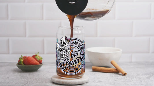 Dead Inside But Caffeinated UV DTF Libbey Transfer | Trendy Snarky Libbey Wrap | Ready to Transfer | High Quality | Waterproof UV Transfer