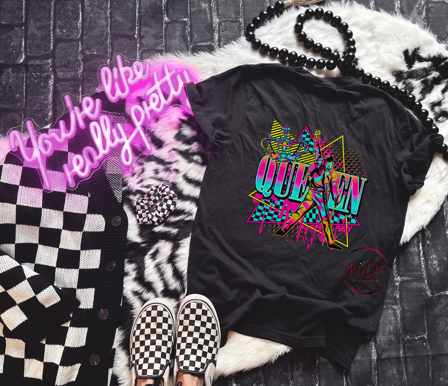 Neon Rock Band Q* DTF Transfer | Trendy Rock Music DTF Transfer | High Quality Image Transfers | Ready to Press | Instant Peel