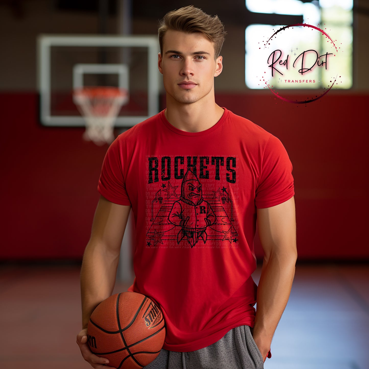 Rockets Basketball Letterman DTF Transfer | Trendy School Spirit DTF Transfer | High Quality Image Transfers | Ready to Press | Instant Peel