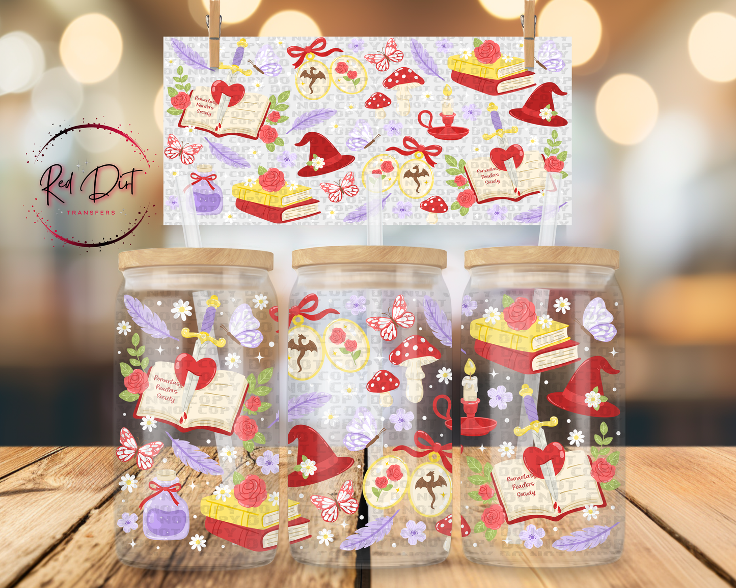 Romantasy Book Lover UV DTF Libbey Transfer | Trendy Bookish Libbey Wrap | Ready to Transfer | High Quality | Waterproof UV Transfer