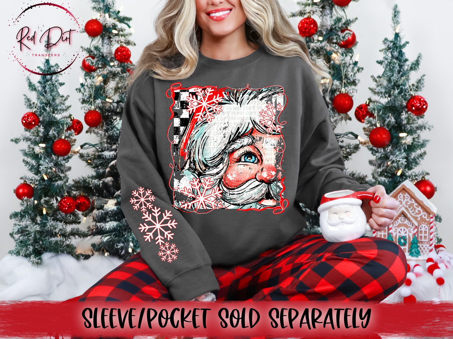 Santa Checkered DTF Transfer | Trendy Christmas DTF Transfer | High Quality Image Transfers | Ready to Press | Instant Peel