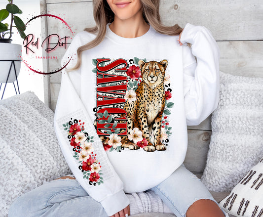 Savage Cheetah DTF Transfer, Floral Leopard Transfer, Bold Animal Print Design, Trendy Graphic Tee Transfer, Ready to Press