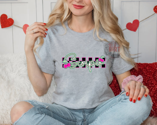 Scorpio Pink Cherries DTF Transfer | Trendy Valentine Zodiac DTF Transfer | Ready to Press | High Quality DTF Transfers | Fast Shipping