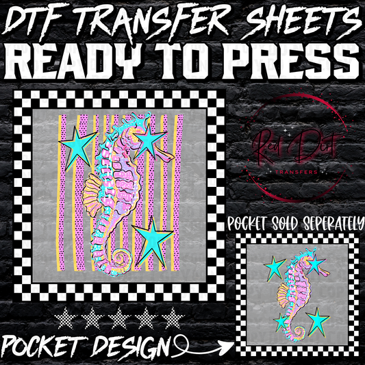 Seahorse DTF Transfer, Beach DTF Print Ready to Press, Coastal Summer Design, Ocean Graphic Transfer, Boutique Heat Transfer