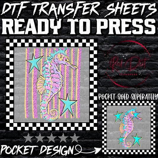 Seahorse no Star DTF Transfer, Beach Ready to Press Transfer, Coastal Summer Graphic, Ocean Boutique Design, Heat Transfer Print