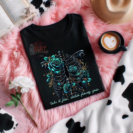 Take it Slow Watch Flowers Grow DTF Transfer | Trendy DTF Transfer | High Quality Image Transfers | Ready to Press | Fast Shipping
