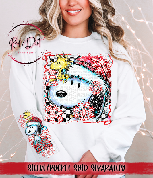 Christmas Dog Checkered DTF Transfer | Trendy Christmas DTF Transfer | High Quality Image Transfers | Ready to Press | Instant Peel