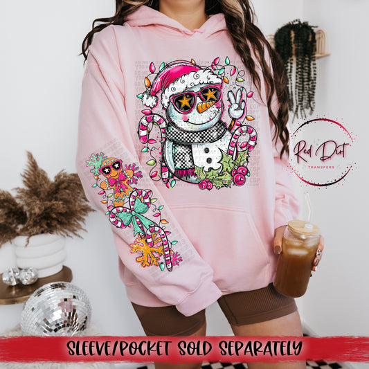 Doodle Snowman DTF Transfer | Trendy Christmas DTF Transfer | High Quality Image Transfers | Ready to Press | Instant Peel