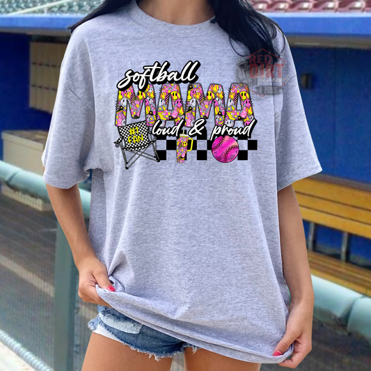 Softball Mama Loud And Proud Pink Ball T-Shirt | Trendy Sports Shirt | Fast Shipping | Super Soft Shirts for Men/Women/Kid's