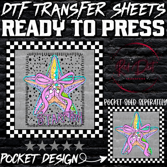 Starfish Bow DTF Transfer, Beach Ready to Press Transfer, Coastal Summer Graphic, Ocean Boutique Design, Cute Heat Transfer