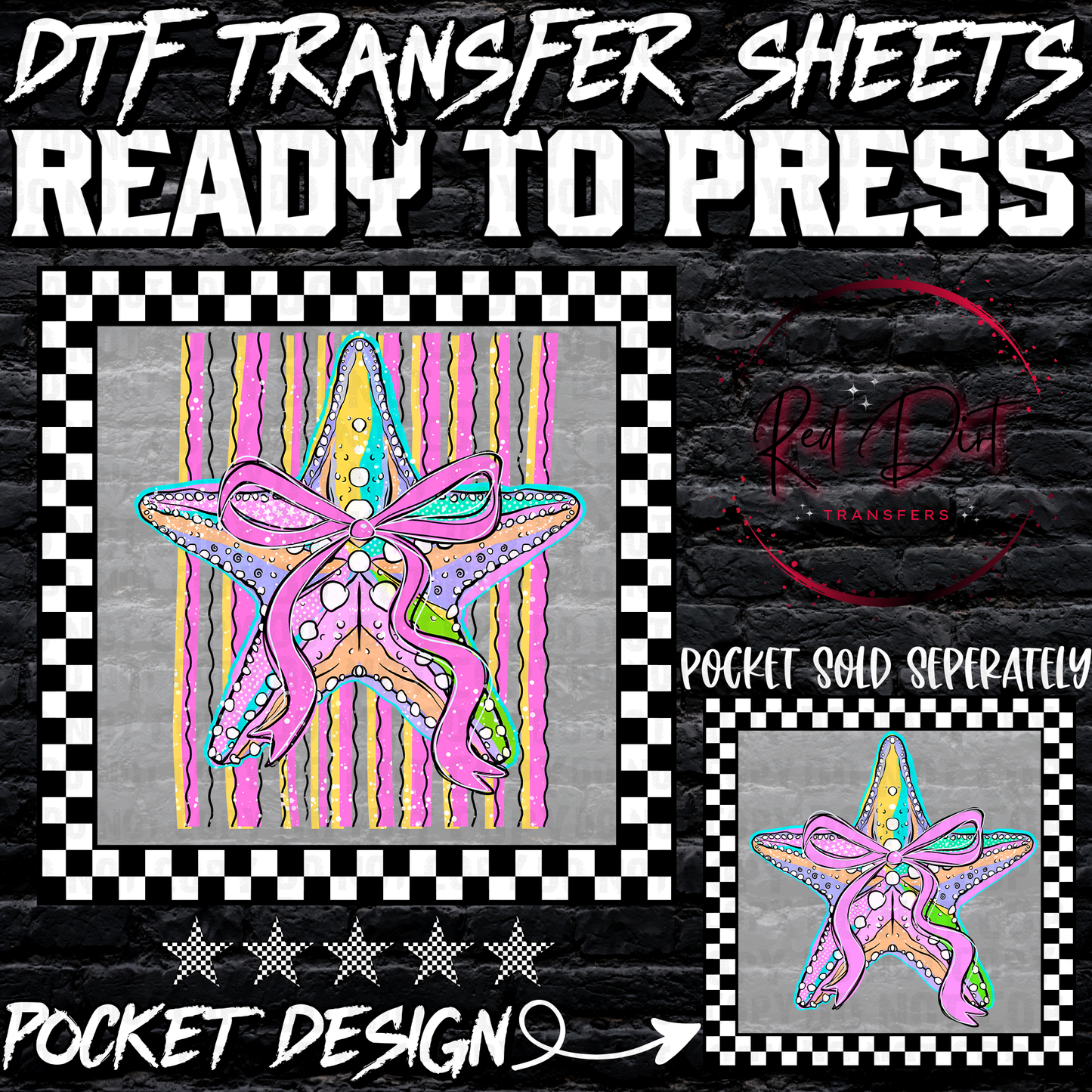 Starfish DTF Transfer, Beach Summer Design, Coastal Graphic, Ready to Press Transfer, Ocean Sea Life, Sublimation Alternative