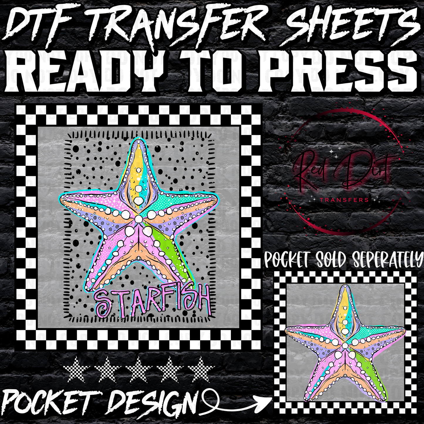 Starfish DTF Transfer, Beach Ready to Press Transfer, Coastal Summer Graphic, Ocean Boutique Design, Heat Transfer Print
