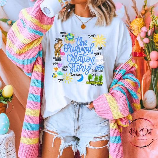 The Original Creation Story DTF Transfer | Christian Easter Transfer | Bible Story Shirt Design | Faith Based Apparel