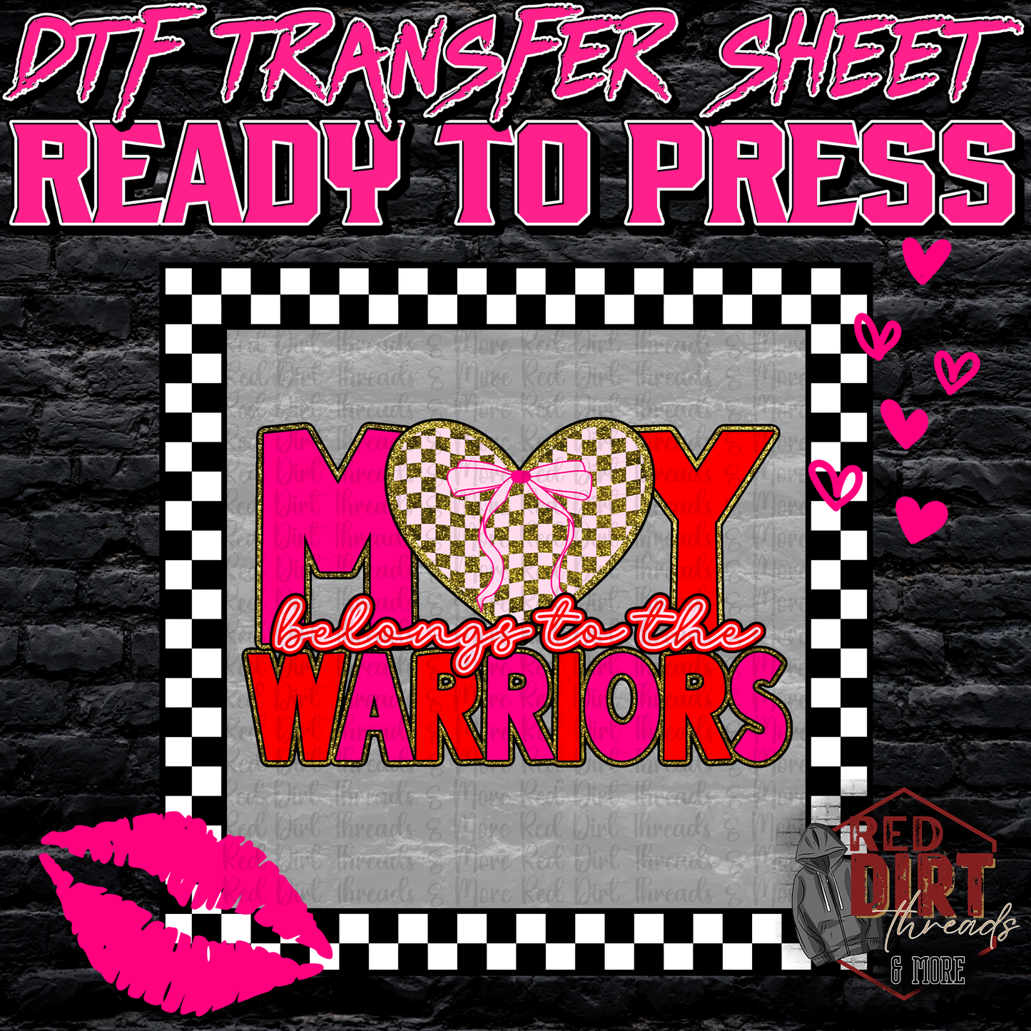 My Heart Belongs to the Warriors DTF Transfer | Trendy Valentine's Day DTF Transfer | School Spirit Transfer | Ready to Press | High Quality DTF Transfers | Fast Shipping