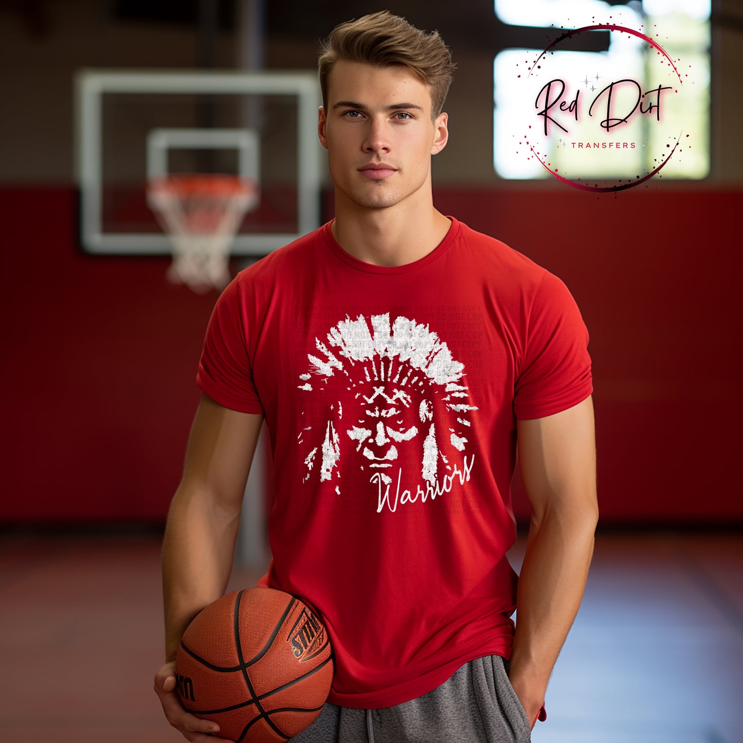 Warriors Aggressive Mascot DTF Transfer | Football Heat Transfer | Game Day Ready to Press Design | Red Dirt Transfers