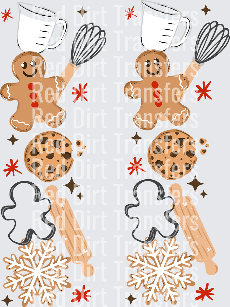 Christmas Baking Gingerbread Man Cookie Snowflake DTF Transfer