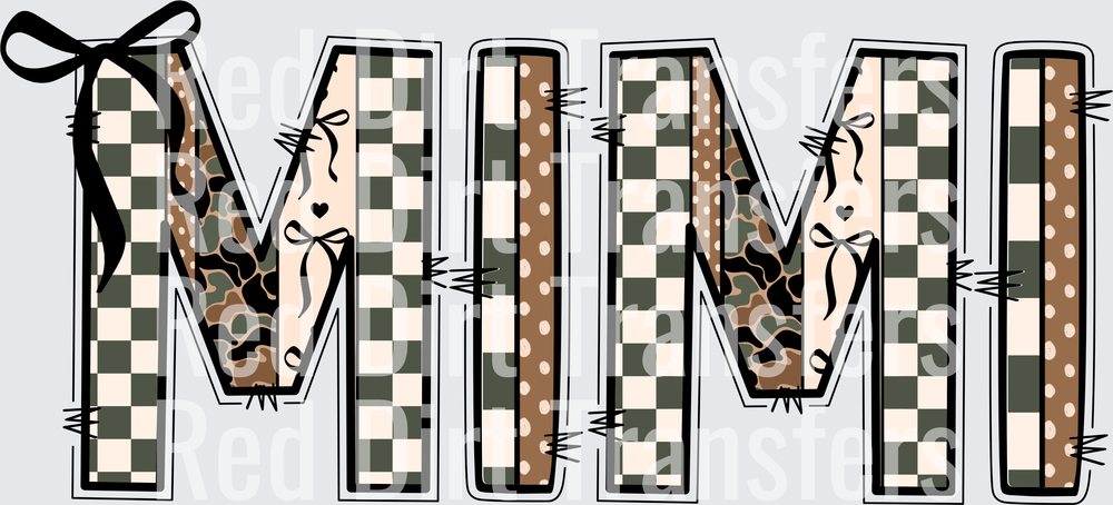 Mimi Patchwork Checkered Leopard Polka Dot Letters DTF Transfer