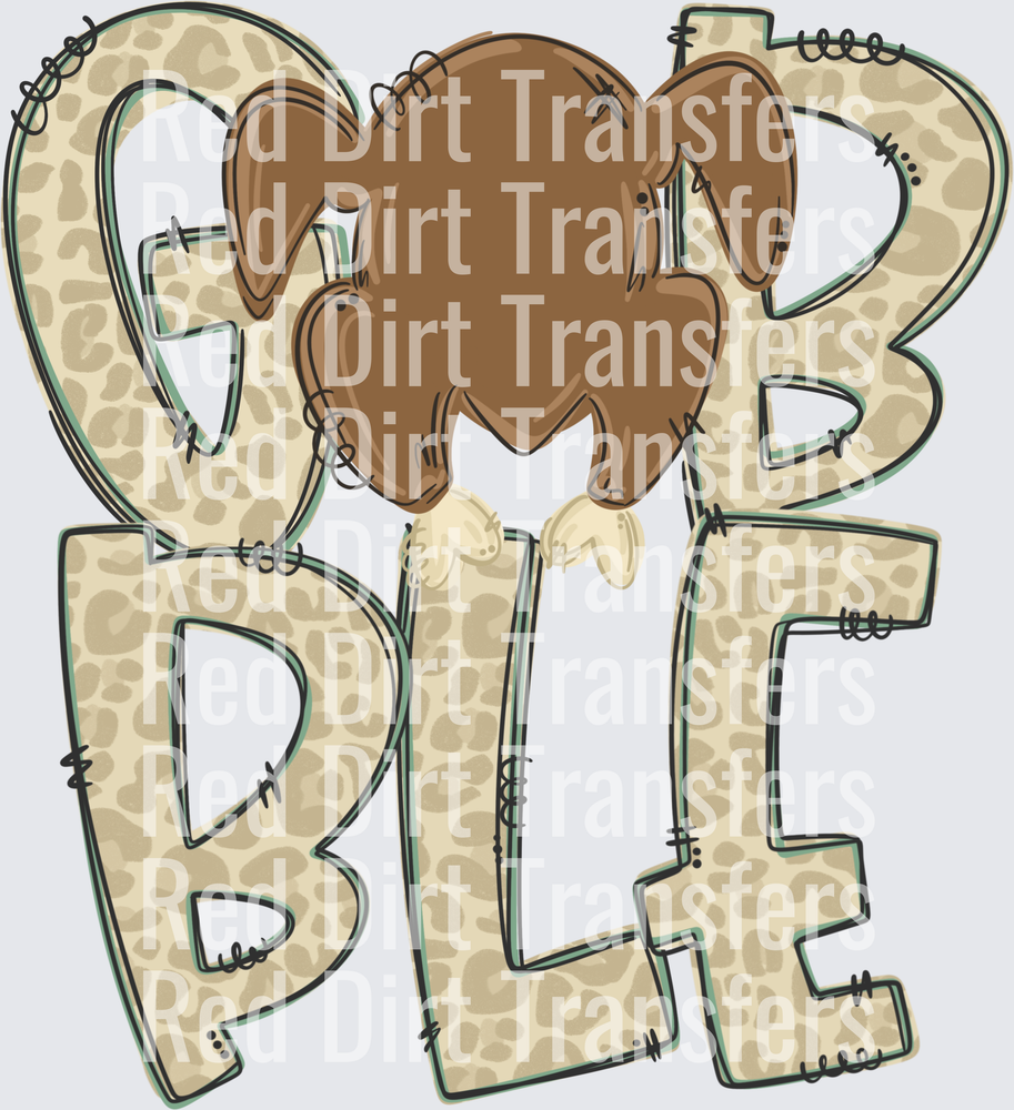 Gobble Turkey Leopard Print Letters Thanksgiving DTF Transfer