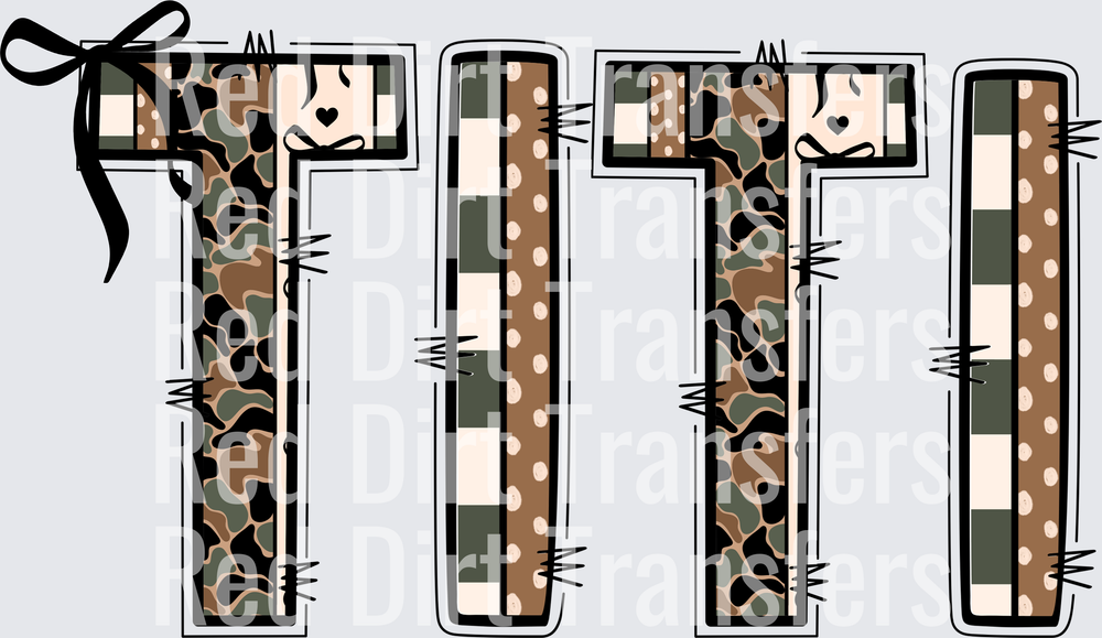 Titi Camo Leopard Polka Dot Doodle Letters DTF Transfer