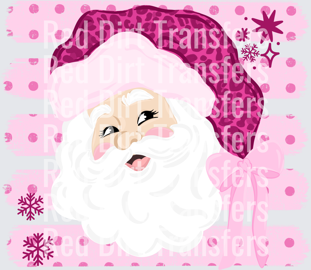 Pink Santa DTF Transfer