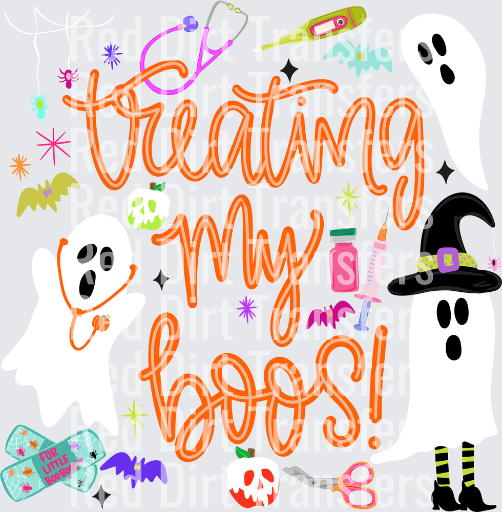 Treating My Boos Halloween Nurse Medical DTF Transfer