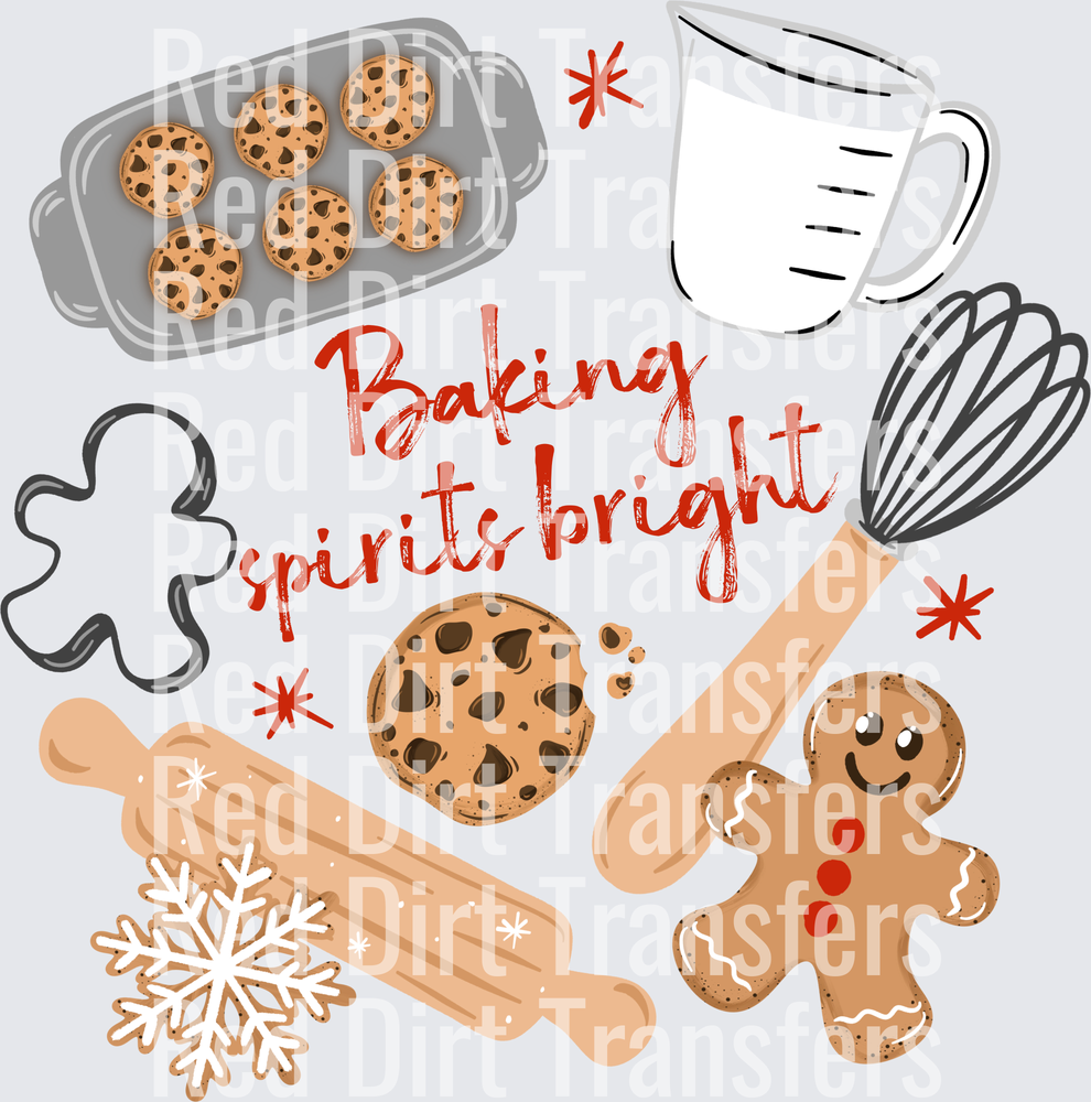 Baking Spirits Bright Christmas Gingerbread Holiday DTF Transfer