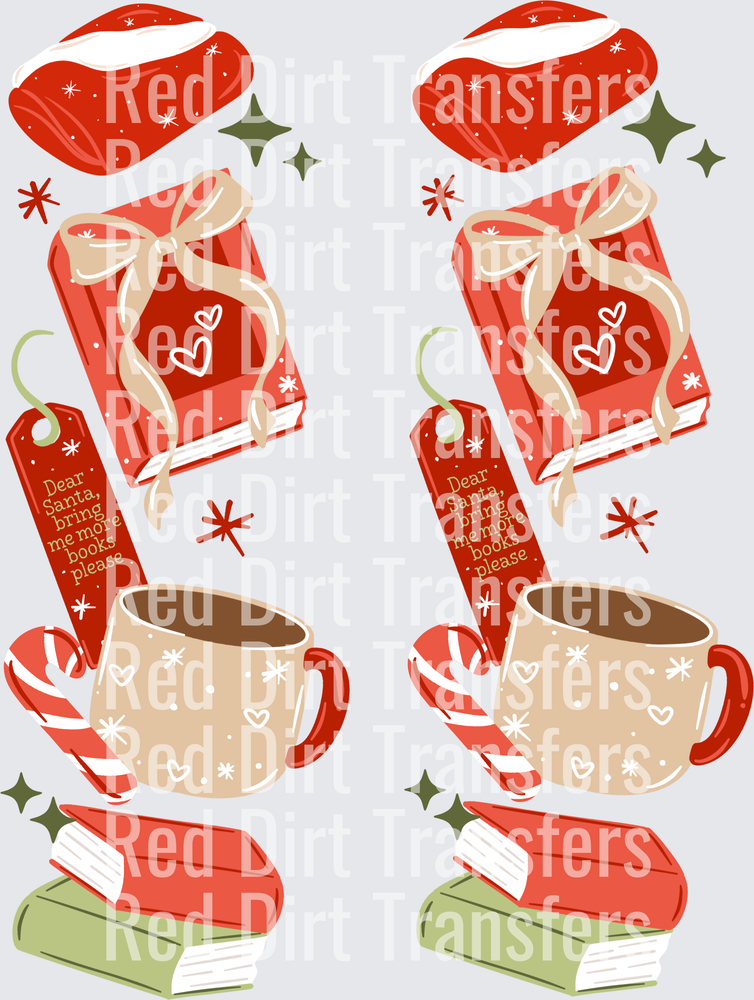 Dear Santa Bring Me More Books Christmas DTF Transfer