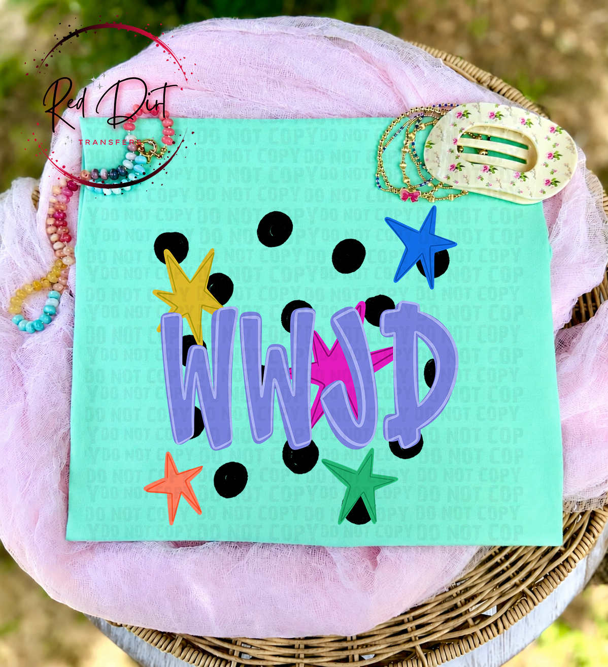 WWJD DTF Transfer | Retro Christian Transfer | Colorful Faith DTF Print | Trendy Religious Transfer | Boutique Faith Design